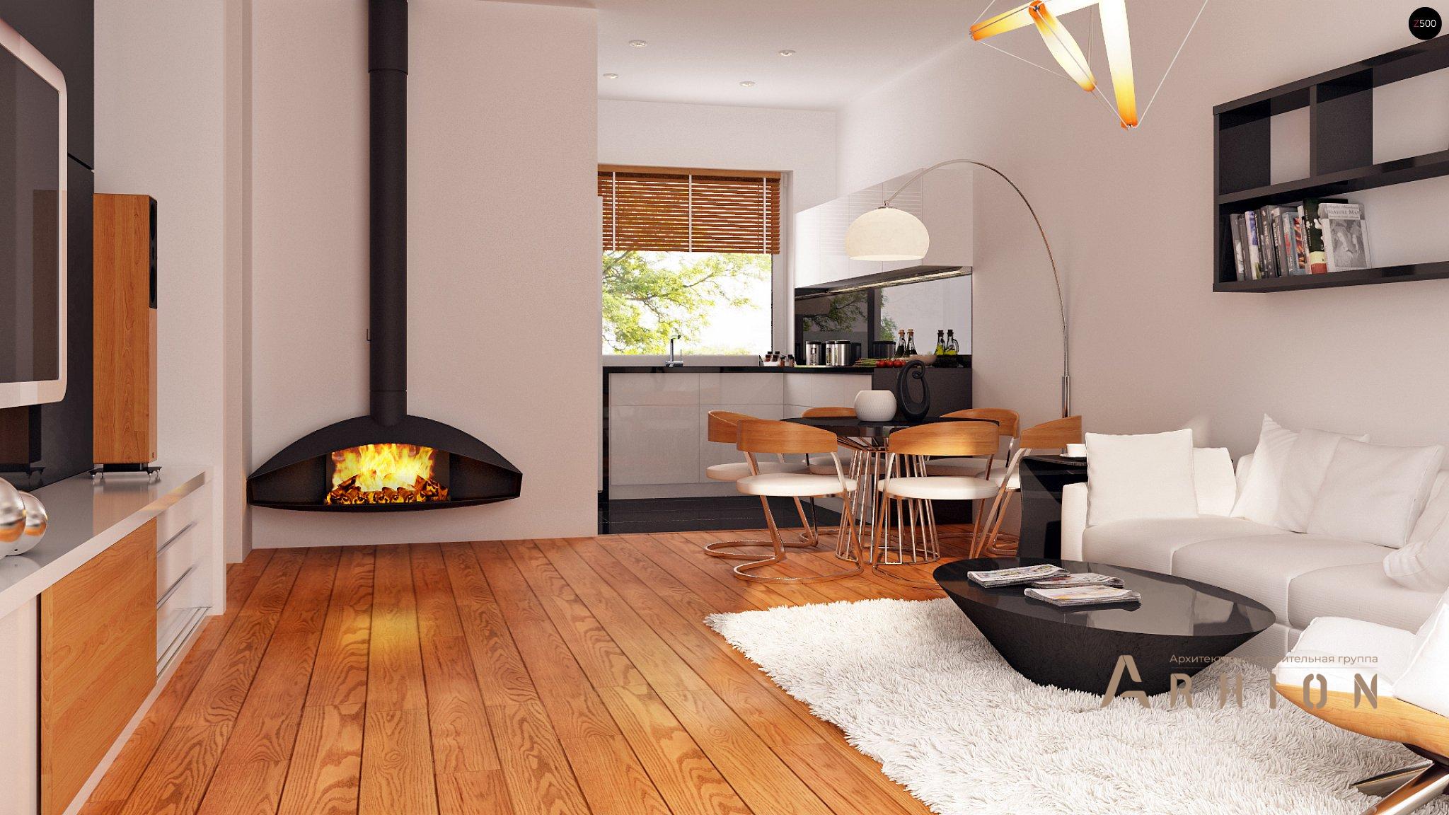 5. Проект одноэтажного дома в европейском стиле с двускатной кровлей, Z7 L GL, площадью - 106 кв c терассой, гаражом